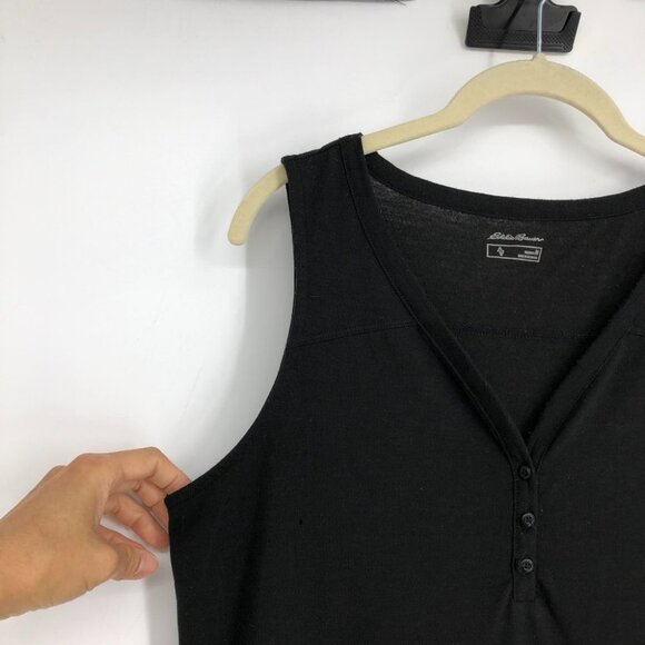 Eddie Bauer Black Sleeveless 1/4 Button Top Size M - Picture 6 of 16